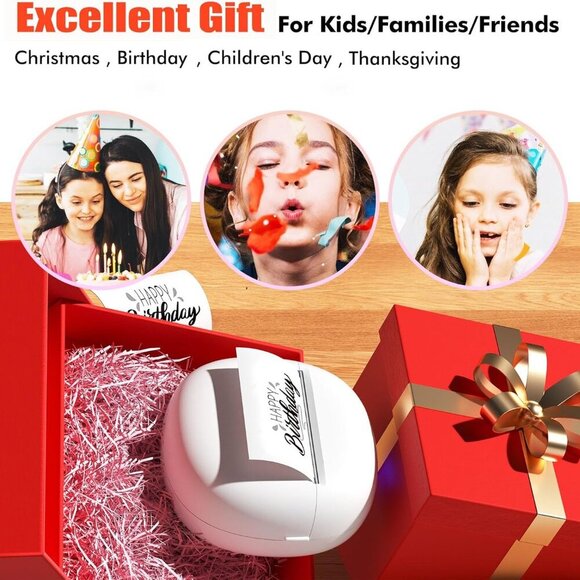 Sticker Printer Mini Thermal Printer with 5 Rolls Paper Inkless(White) Brand New - Picture 7 of 9